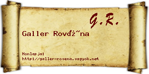 Galler Rovéna névjegykártya